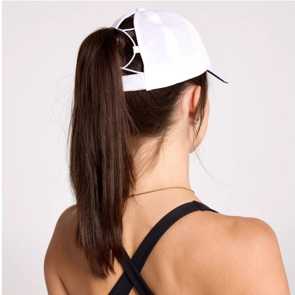 CALIA Women's Ponytail Cap White Black - Picture 2 of 8